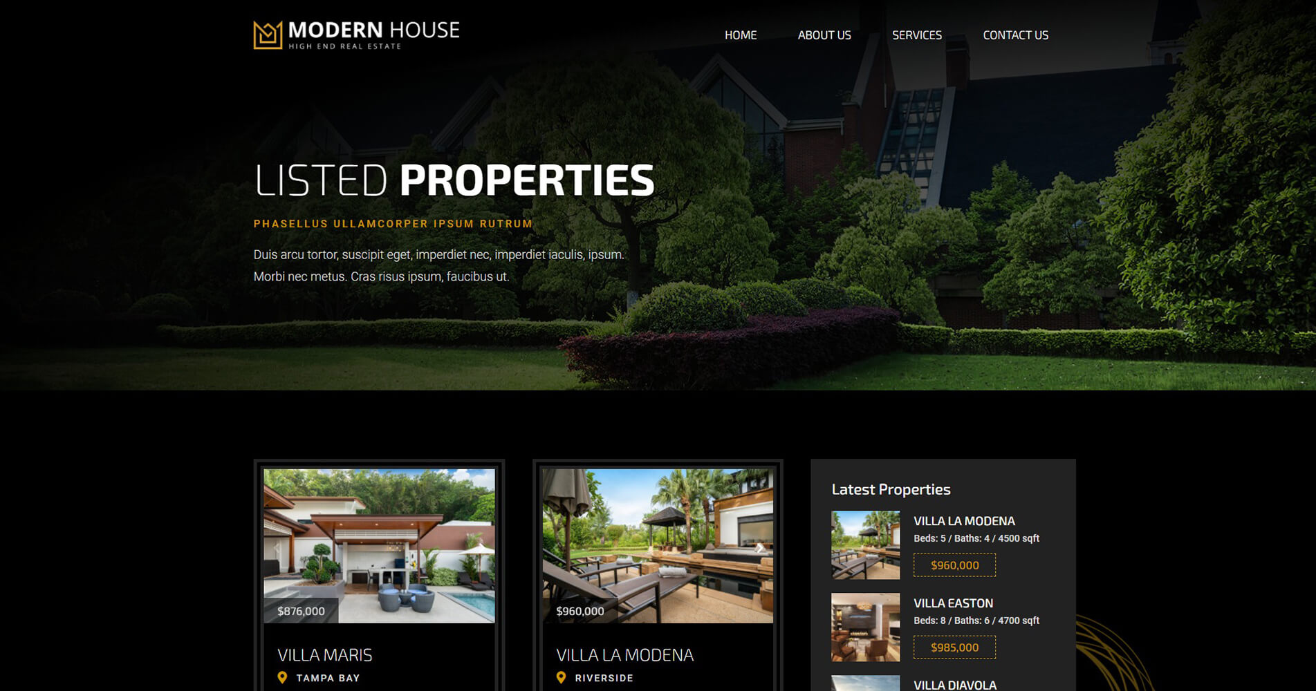 Deluxe Real Estate Property Listing Page